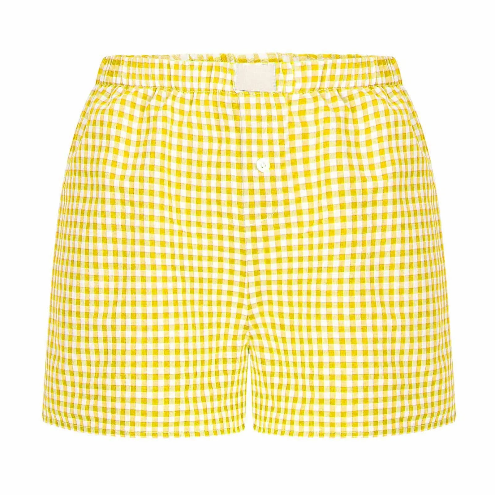 Youthful Summer Women's Casual Plaid Shorts Teenage Girls Elastic Waistband Lace-Up Classic Versatile Fashionable Summer Shorts