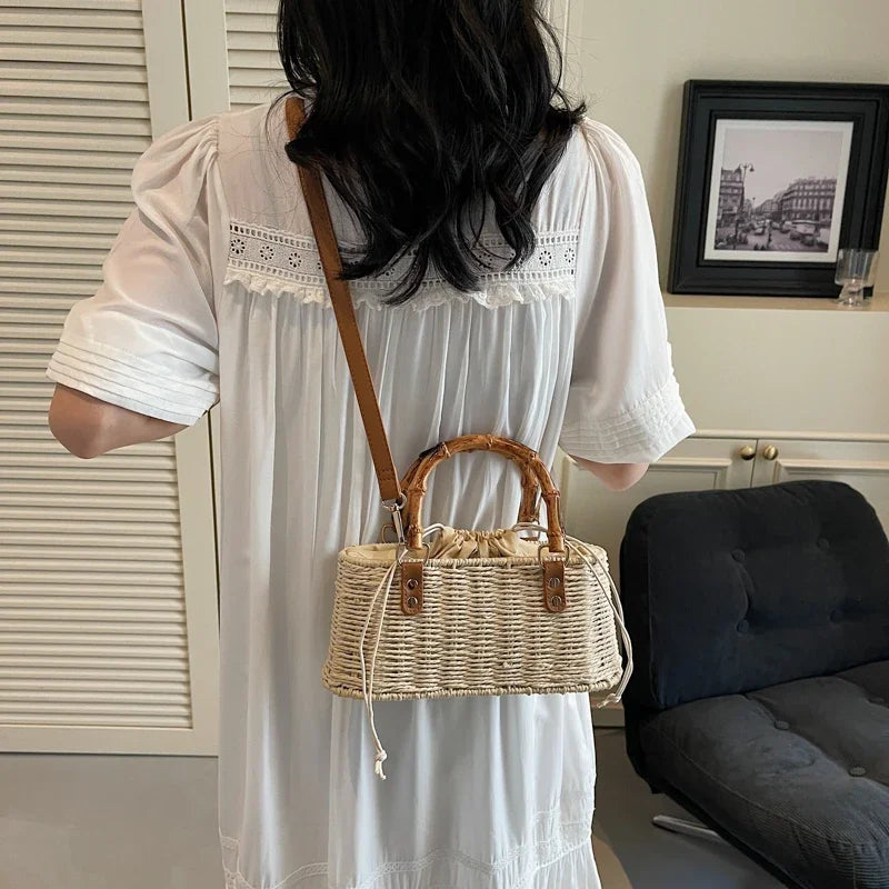 Summer Fabric Solid Color Youth Shoulder Bags 2026 Brand Beach Women's Handbags on Sale String Exquisite High Beauty Ladies Bags