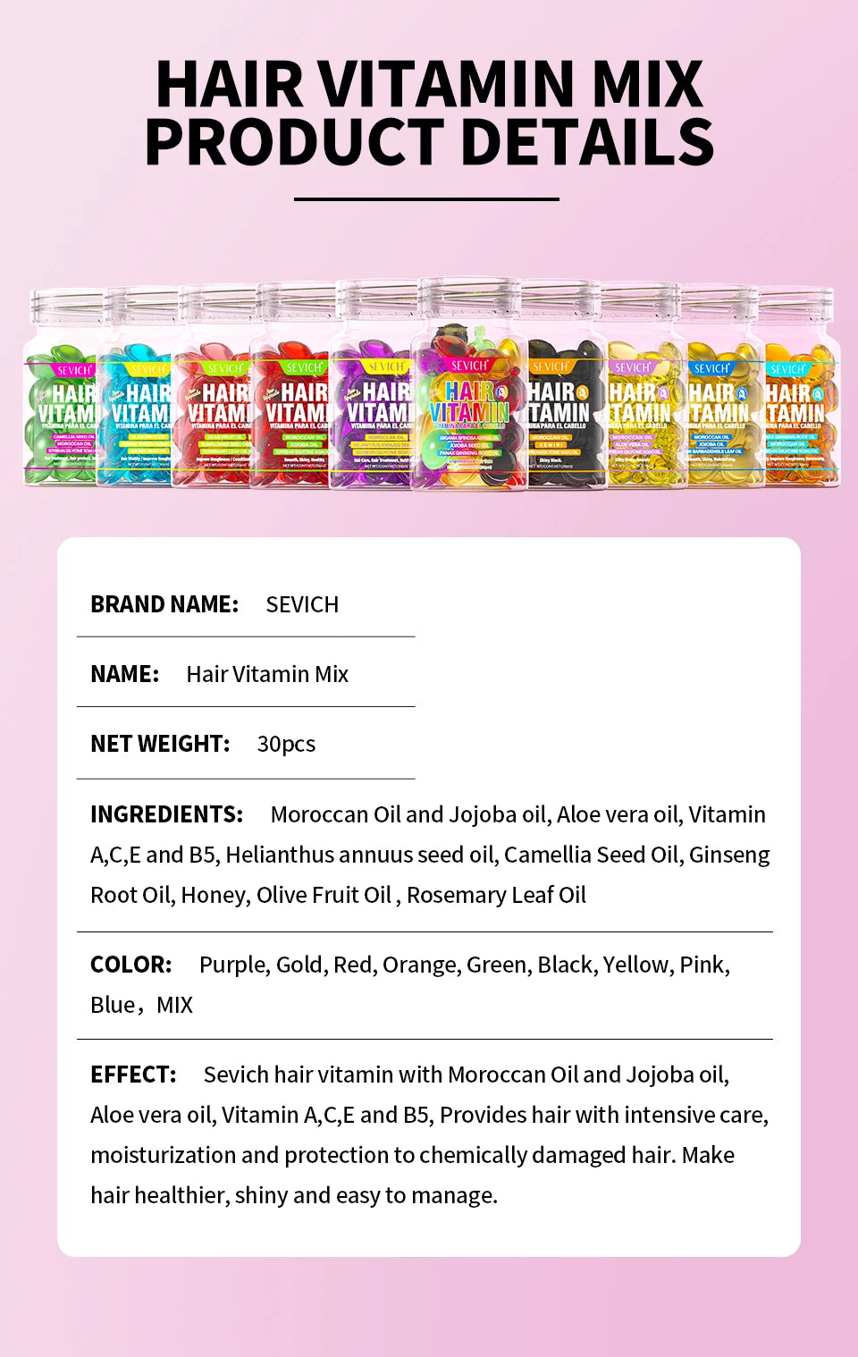 MIX Hair Vitamin Capsule Hair Treatment Oil Fast Restore Frizzy Hair Soft Smooth Shiny Keratin Complex Oil Hair Care Capsules