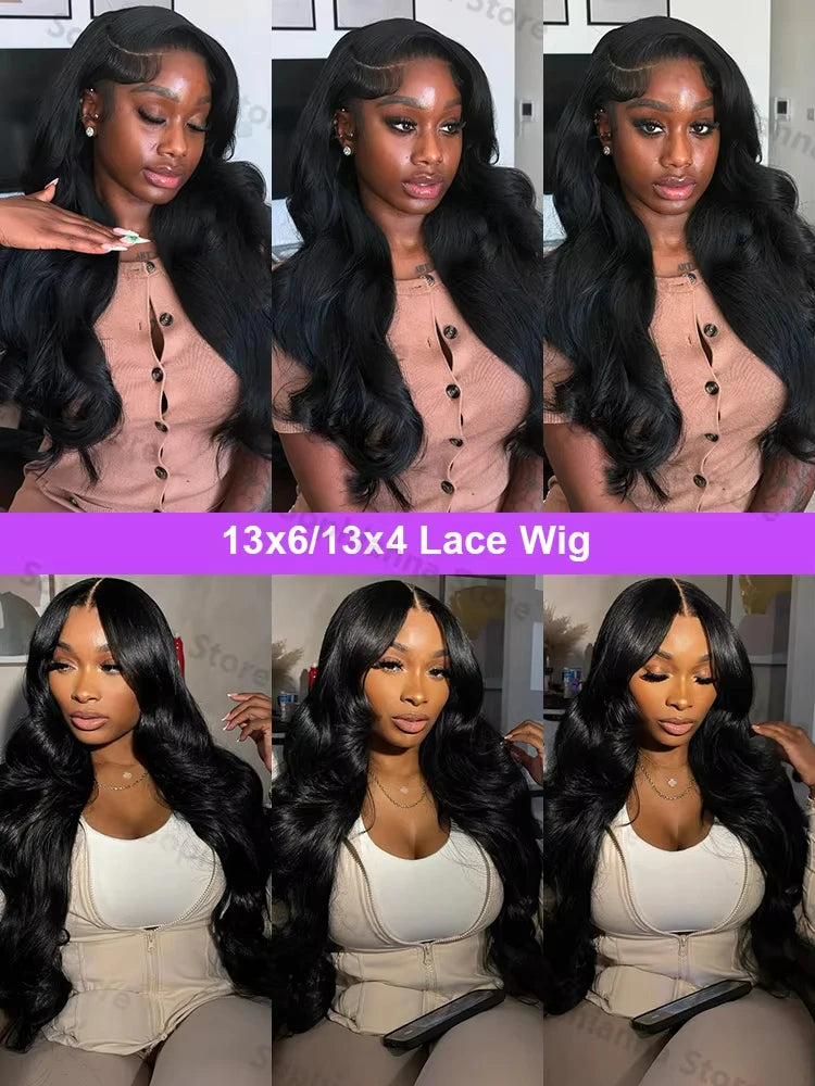 250 Density 100% Human Hair Body Wave 5x5 Glueless Lace Frontal Wigs 13x6 HD Lace Front Wig 40 Inch 13x4 Brazilian Black Clourse