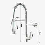 Kitchen Pull-Down Spring Faucet Single-Handle Hot and Cold Mixer Dual-Color Nozzle with 2 Water Modes 360-Degree Rotation