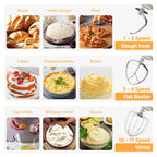 BioloMix 7L Food Mixers for Baking, 1200W DC Motor Stand Mixer, with Dough Hook, Whisk & Beater, Meat Grinder Attachment