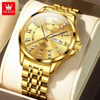 OLEVS Brand Watch Steel Band Stereo Dial Double Calendar Quartz Watch Waterproof Men's Watch 3620