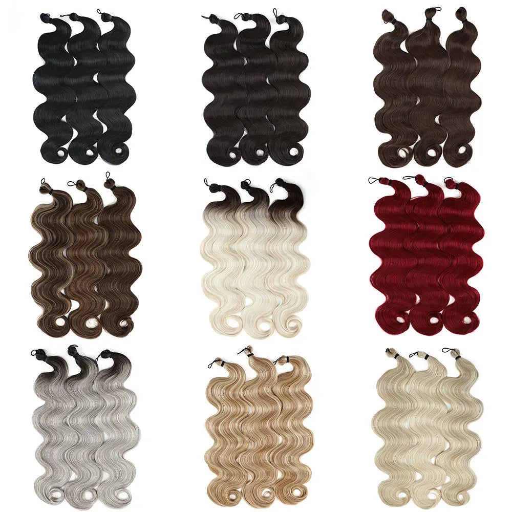 26 inch Body Wave Crochet Hair 3PCS Synthetic Braids Hair Ombre Blonde Balayage Natural Braiding Hair Extensions 300g/lot