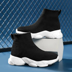 New High Top Fashion Knit Comfortable Walking Shoes Boys Girls Breathable Sneakers Kids Children Casual Sports Shoe Socks Tennis