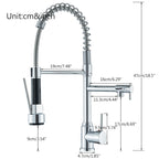 Chrome Spring Pull Down Kitchen Faucet Hot and Cold Water Deck Mounted Tap 360 Rotate Single Hole Single Handle