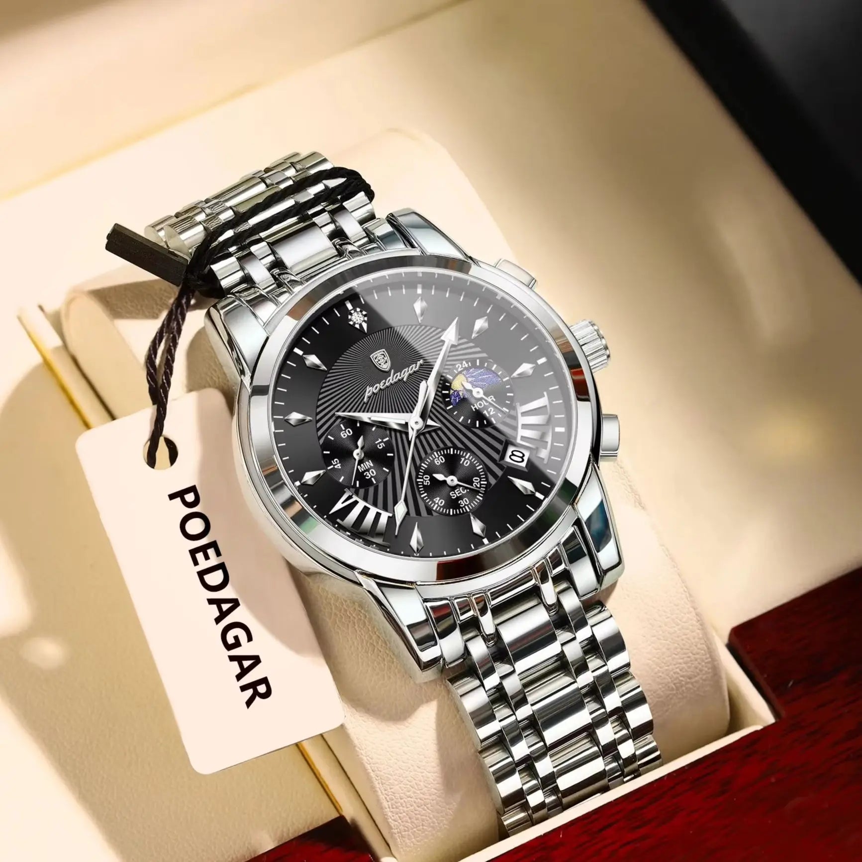 POEDAGAR Original Military Men Watches Waterproof Luminous Date Chronograph Man Watch Stainless Steel Men's Quartz Watches Reloj