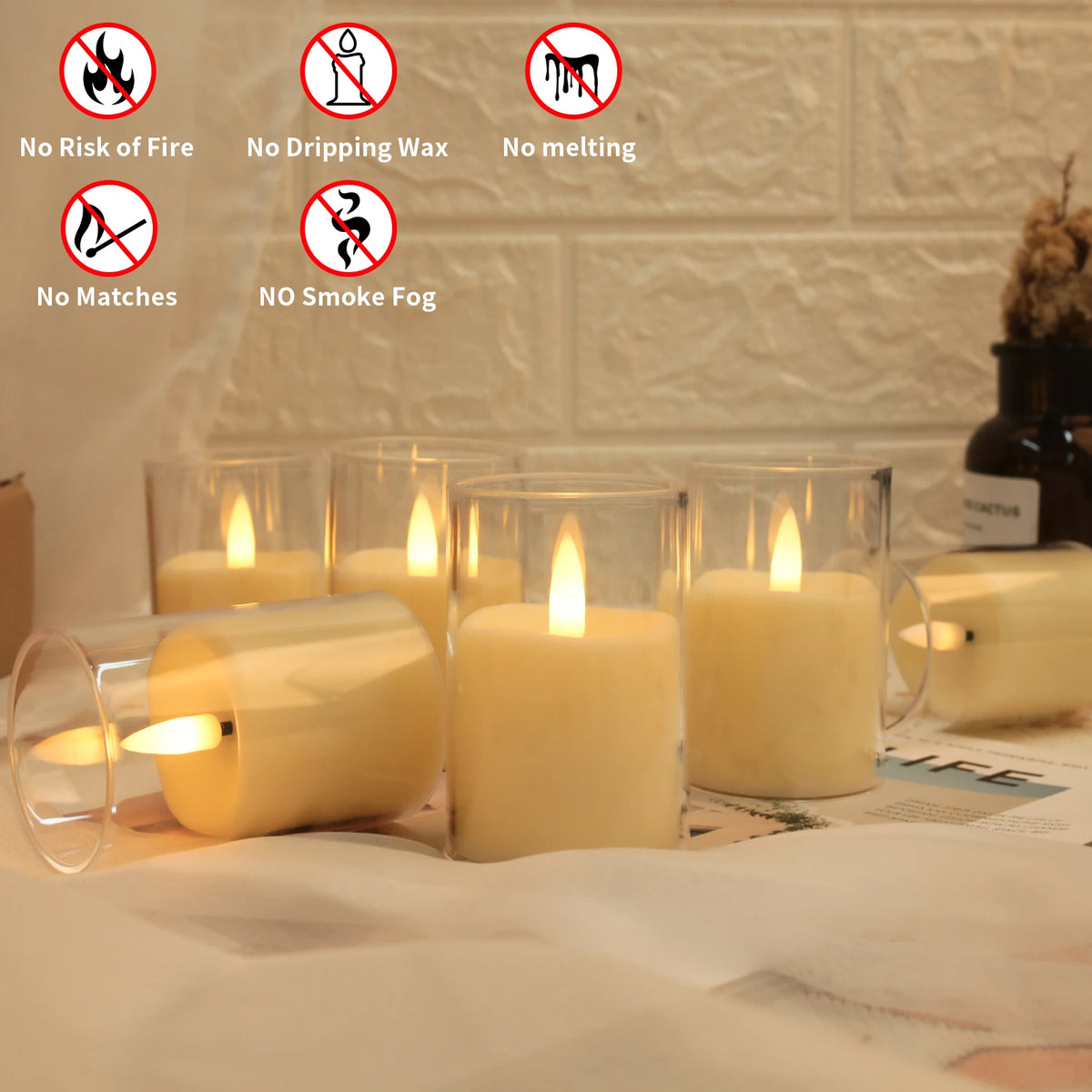 Flameless LED Electronic Candle with Remote Control LED Lighting with Flickering Flame Tea Lights Wedding Party Home Decor