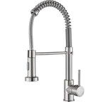 Brushed Nickel/Black Kitchen Faucet Single Handle High Arc Pull down Spray Sink Faucet with Lever Handle in Stainless Steelk