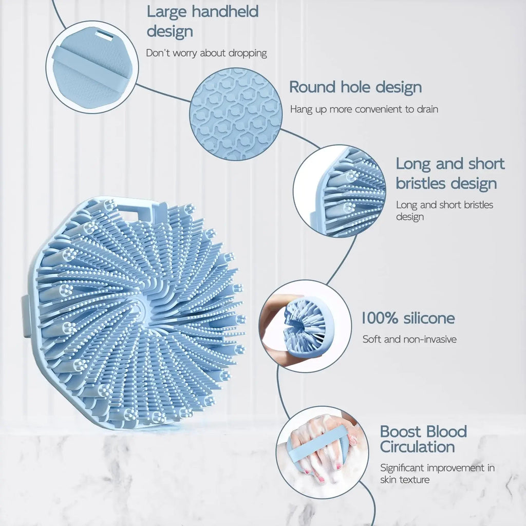 Bath Soft Silicone Back Brush Bath Shower Sponge Scrubbing Brush with Handle Exfoliating Scrub Skin Massager Exfoliating Brushes
