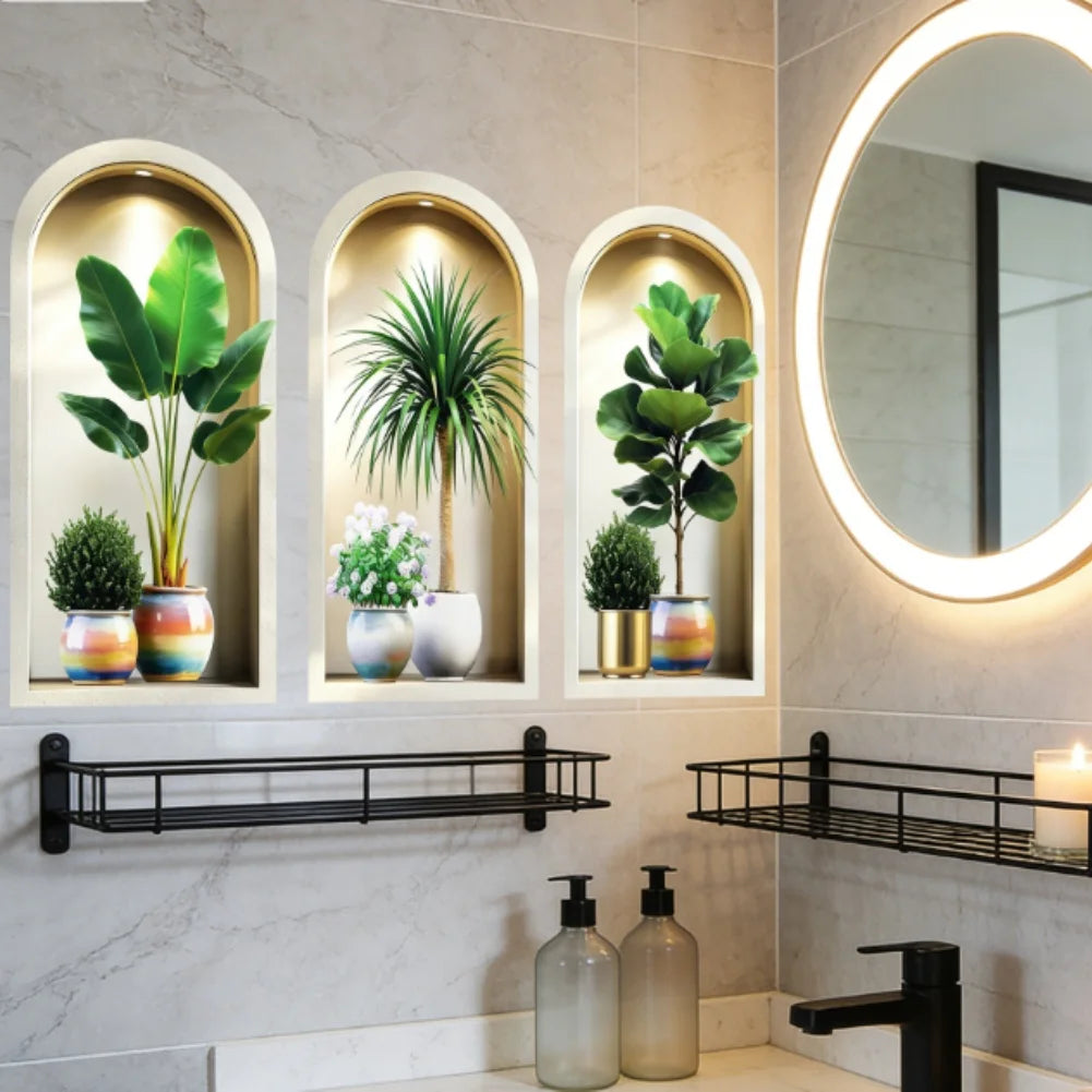 3PCS 3D Plants Wall Stickers, Potted Plant Wall For Room Kitchen Bedroom Office Room Decoration Hogar Hunter Home Decor Items