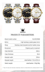 OLEVS 5568 Original Classic Man Watch Calendar Waterproof Steel Strap Luminous  Business Dress Men's Quartz Wristwatches