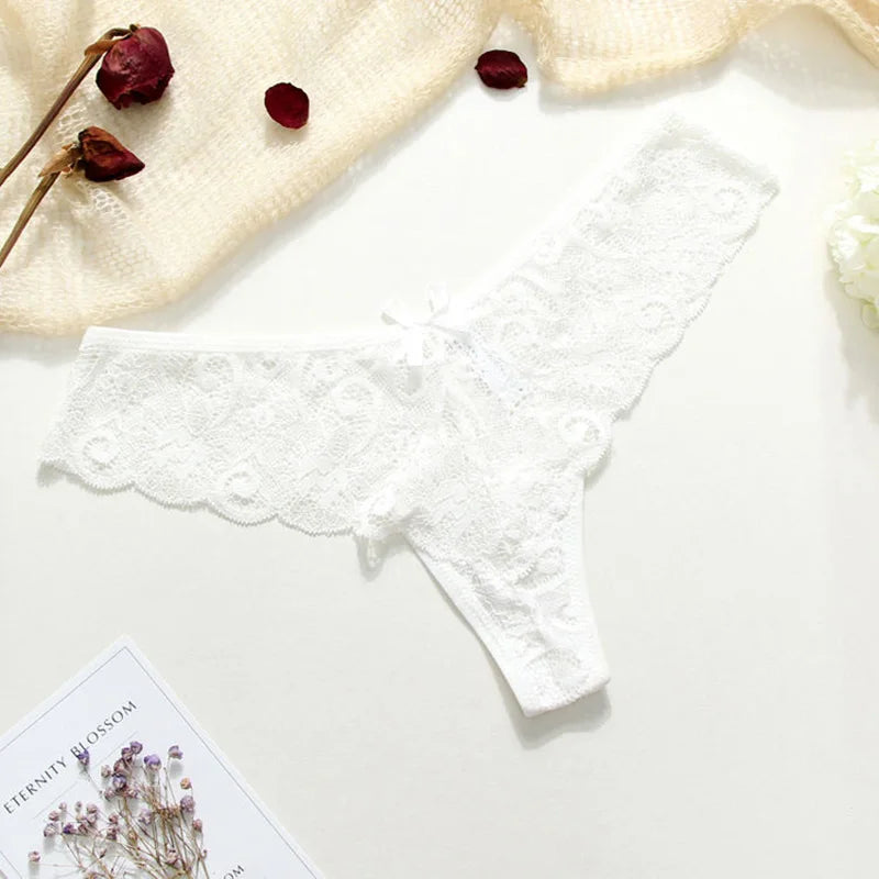 New Sexy Hollow Out Panties Women Low Waist Underwear Solid Lace G String Thong Soft Comfortable Female T-Back Lingerie