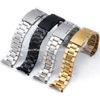 20mm 22mm Watch Straps Steel Metal Watch Bands Curved Arc End Bracelet Waterproof Diving Replacement Wristband Belt Accessories