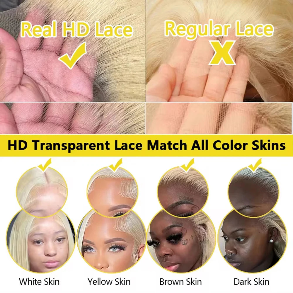 Honey Blonde 613 HD Lace Frontal Wig 13x6 Human Hair Body Wave Wigs for Women 36 Inch 200 Density Brazilian 13x4 Lace Front Wigs