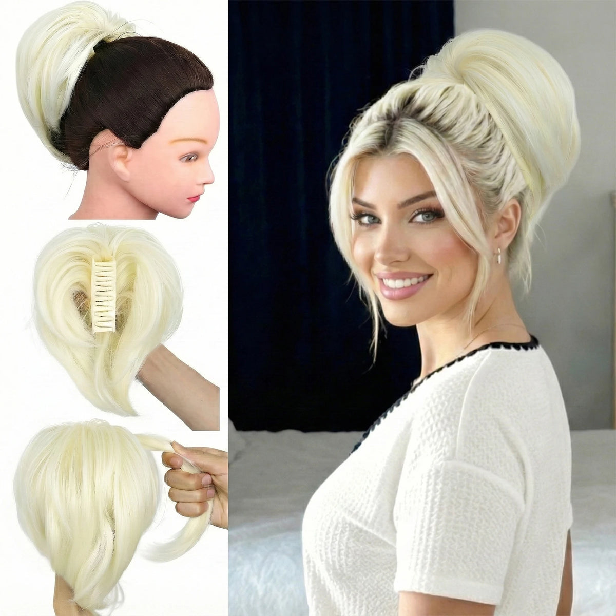 10Inch Synthetic Claw Clip In Ponytail Extensions Diy Adjustable Style Short Straight Claw Ponytail Hair Bun Heat-Resistant