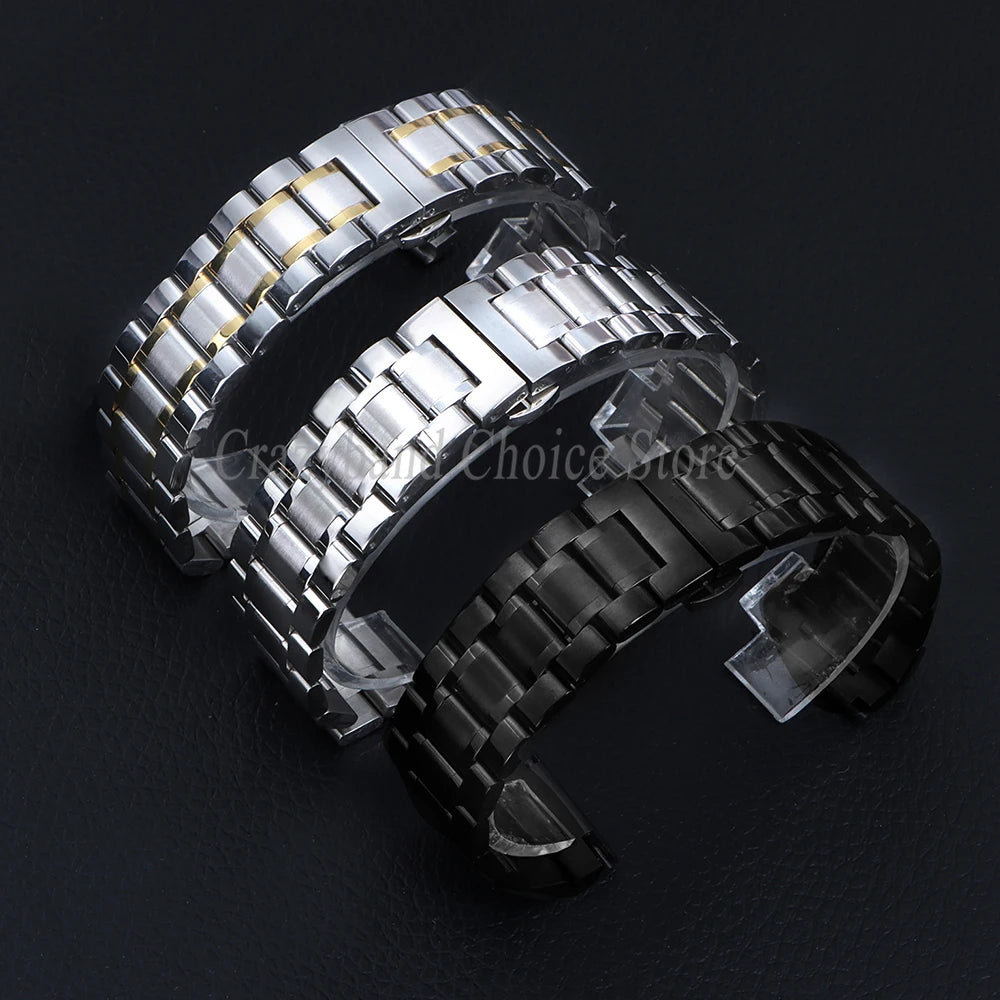 Stainless Steel Band 12mm 14mm 16mm 18mm 20mm 21mm22mm24mm for Seiko for Tissot Watch Strap Metal Replace Men Business WristBelt