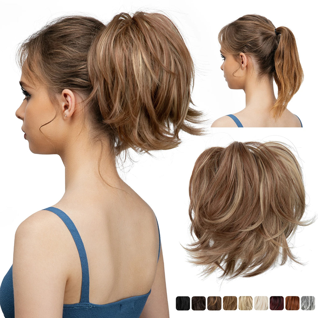 SARLA Synthetic Diy Claw Clip In Ponytail Extension Hairpiece Hair Bun Fake Blonde Hair False Pigtail for Women