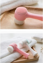Mini Manual Facial Cleansing Brush Silicone Massage Face Brush Soft Bristles Double-Sided Handheld Cleaning Device Pore Cleaner