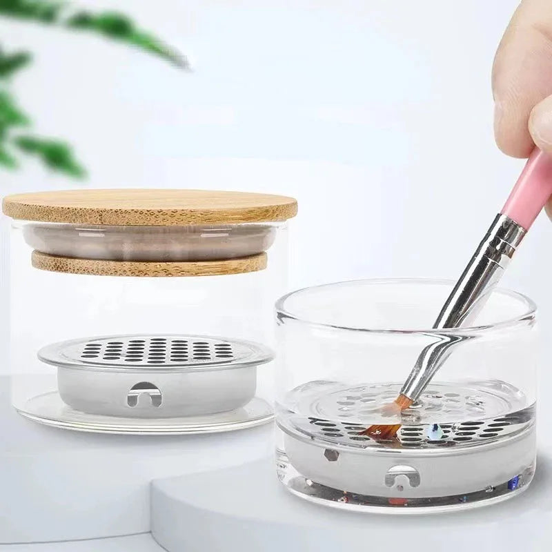 LULAA 1/2Pcs Nail Brush Cleaning Cup Nail Brush Cleaning Dish Mesh Layered Nail Brush Cleaning Cup Suitable for Nail Care Tools
