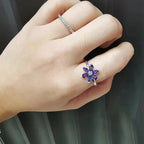 Hot Sale New 925 Sterling Silver Heart Flower Size 6789 Red Blue Pink Green Ring Women Rings Fine Jewelry Fashion Mother Day