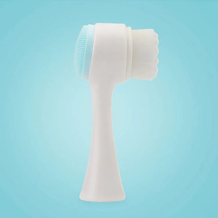 Mini Manual Facial Cleansing Brush Silicone Massage Face Brush Soft Bristles Double-Sided Handheld Cleaning Device Pore Cleaner