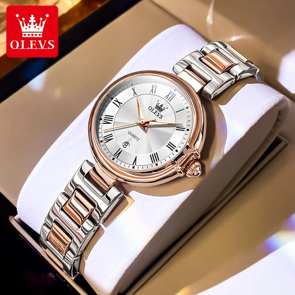 OLEVS 5608 Women Fashion Watch Stainless Steel Calendar Night Light Watch Original Brand Elegant Women Quartz Watch Reloj Mujer