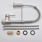 Spring Brushed Nickel Kitchen Faucet Deck Mounted Mixer Tap 360 Degree Rotation Stream Sprayer Nozzle Kitchen Sink Hot Cold Taps