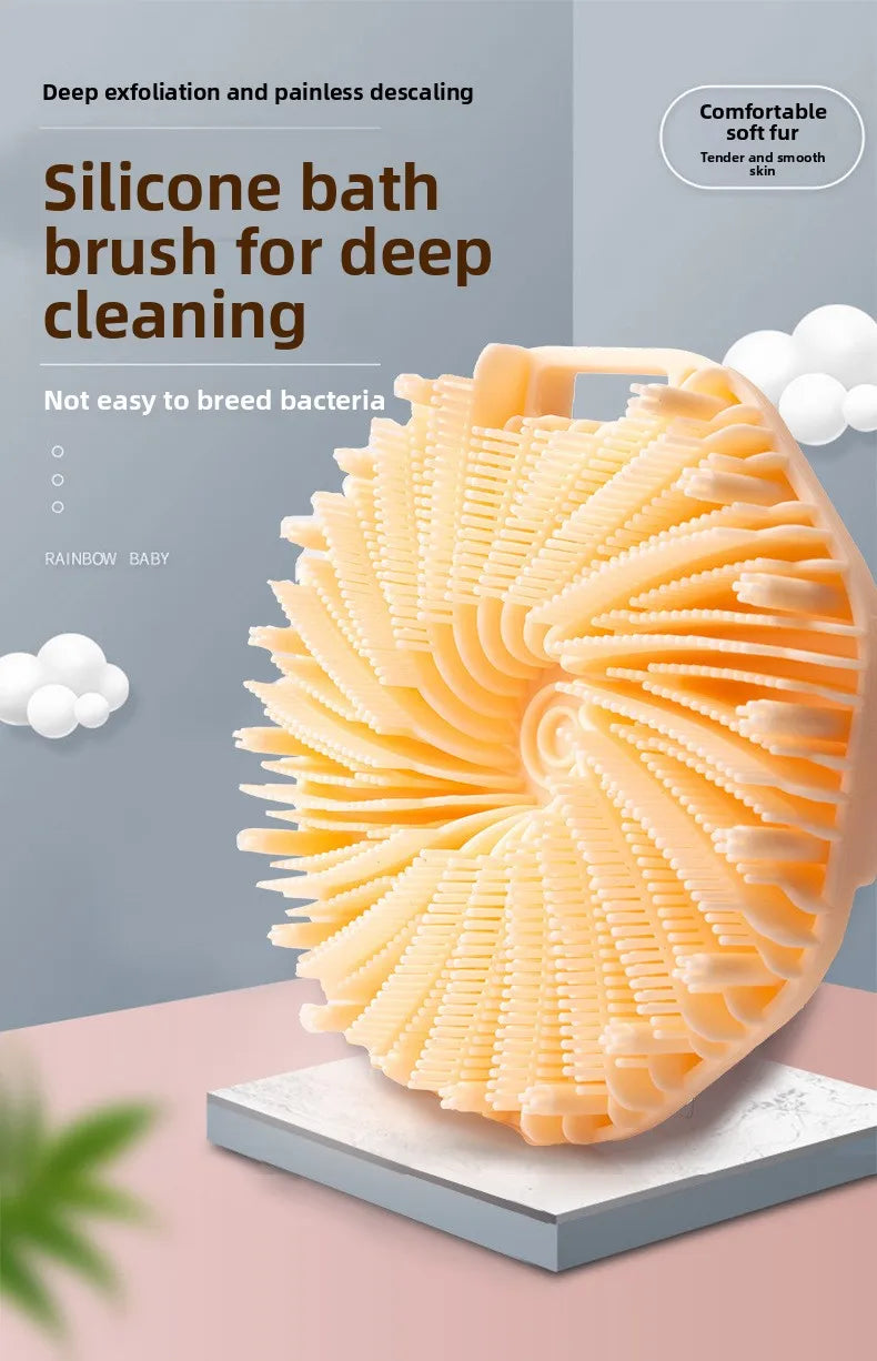 NEW Bath Soft Silicone Back Brush Bath Shower Sponge Scrubbing Brush with Handle Exfoliating Scrub Skin Exfoliating Brushes