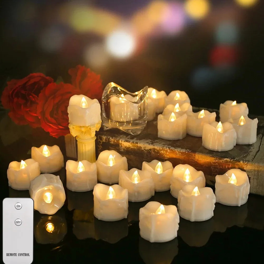 Flameless LED Electronic Candle with Remote Control LED Lighting with Flickering Flame Tea Lights Wedding Party Home Decor