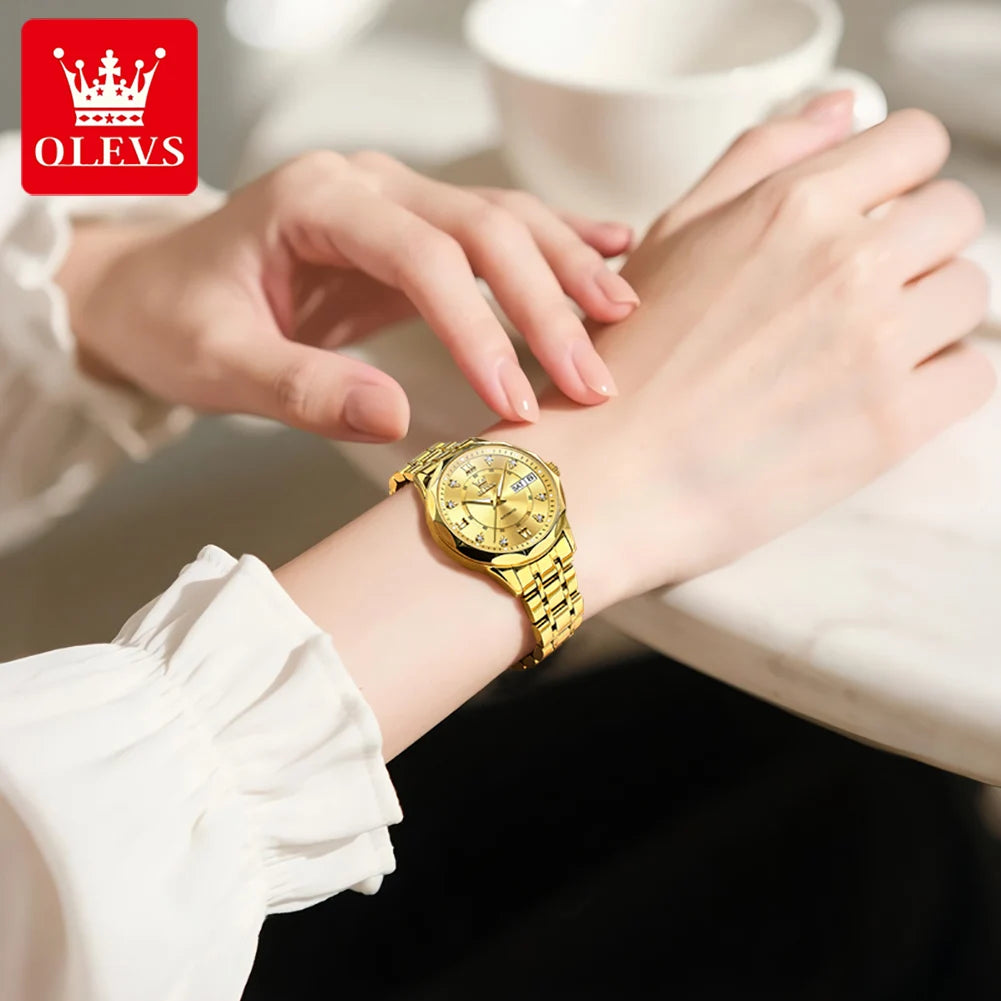 OLEVS 6727 Fashion Elegant Women's Automatic Mechanical Watches Simple Versatile 30m Waterproof Original Lady Wristwatch Genuine