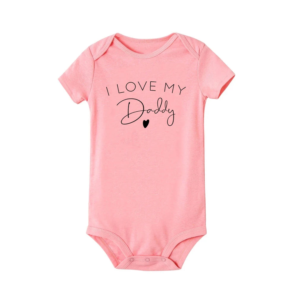 I Love My Mommy Daddy Auntie Baby Infant Romper Fashion Summer Short Sleeve Jumpsuit Toddler Girl Boy Bodysuits Clothes Gifts