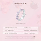 BAMOER 925 Sterling Silver Purple Flower Finger Ring Enamel Wreath Ring for Women Girls Birthday Gift Party Jewelry