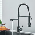 Chrome Spring Pull Down Kitchen Faucet Hot and Cold Water Deck Mounted Tap 360 Rotate Single Hole Single Handle