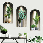 18 Styles Simulated Archway Niche Potted Plant Painting Wall Stickers Bedroom Living Room Hall Peel & Stick Art Mural Decals