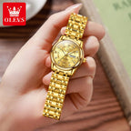 OLEVS 5513 Woman Watch Luxury Diamond Scale Dual Calendar Stainless Steel Strap Waterproof Watches Elegant Ladies Wristwatcheses