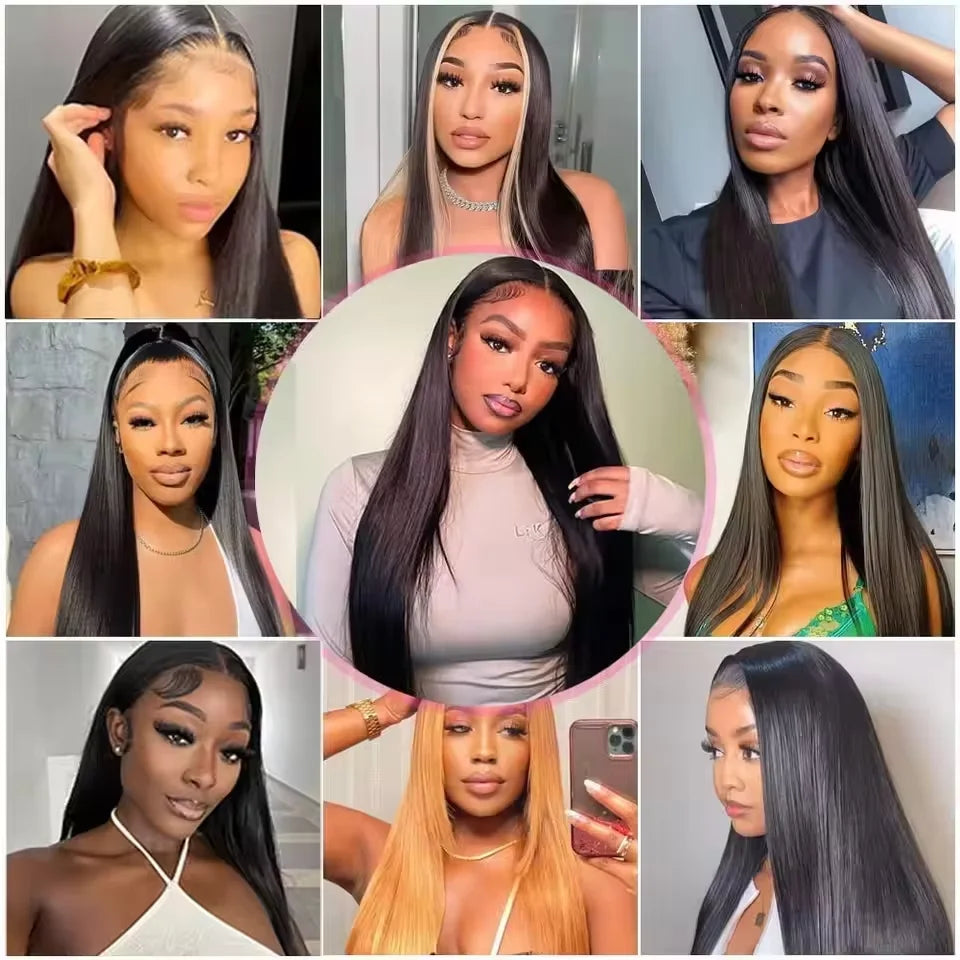 Straight Human Hair 13x6 13X4 Transparent HD Lace Front Wig 7x6 HD Lace Pre Plucked Wig 200 Density 40 42 Inches Natural Color Brazilian Hair Wig For Women Beginner Friendly