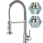 Brushed Nickel/Black Kitchen Faucet Single Handle High Arc Pull down Spray Sink Faucet with Lever Handle in Stainless Steelk