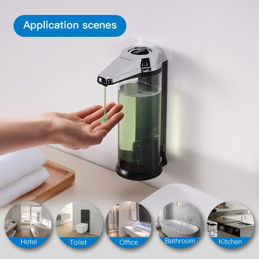 SVAVO 500ml Automatic Liquid Soap Dispenser For Hands Washing Kitchen Bathroom Liquid Soap Dispenser Smart Dispenser For Soap