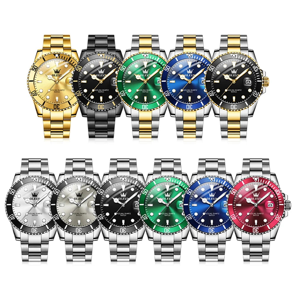 OLEVS Watches 5885 Mens Watch Original High Quality Quartz Watch Waterproof Luminous Calendar  Watches For Men Box Gifts Reloj