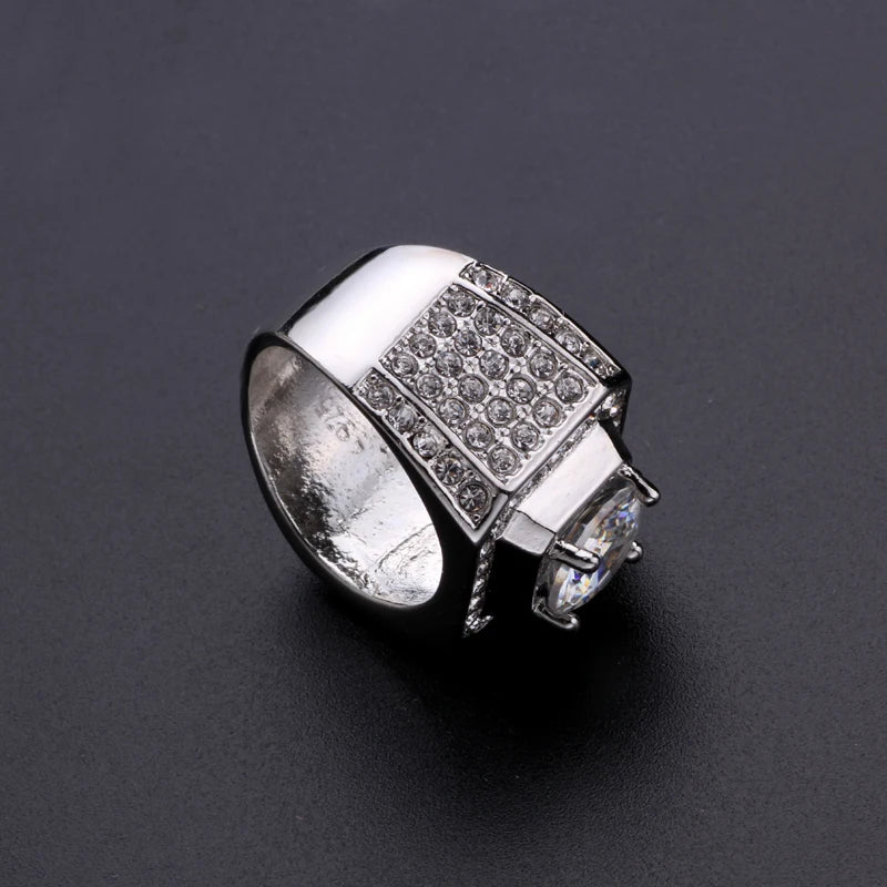 Milangirl New Hip Hop Rock Rings Men Luxury  Rhinestones Zircon  Women Wedding Party