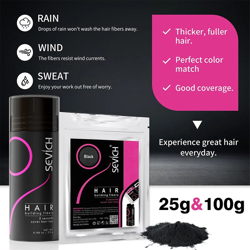 Sevich Hair Building Fibers For Men & Women Dark Brown 25g Fill In Fine Or Thinning Hair Instantly Thicker Fuller Looking Hair