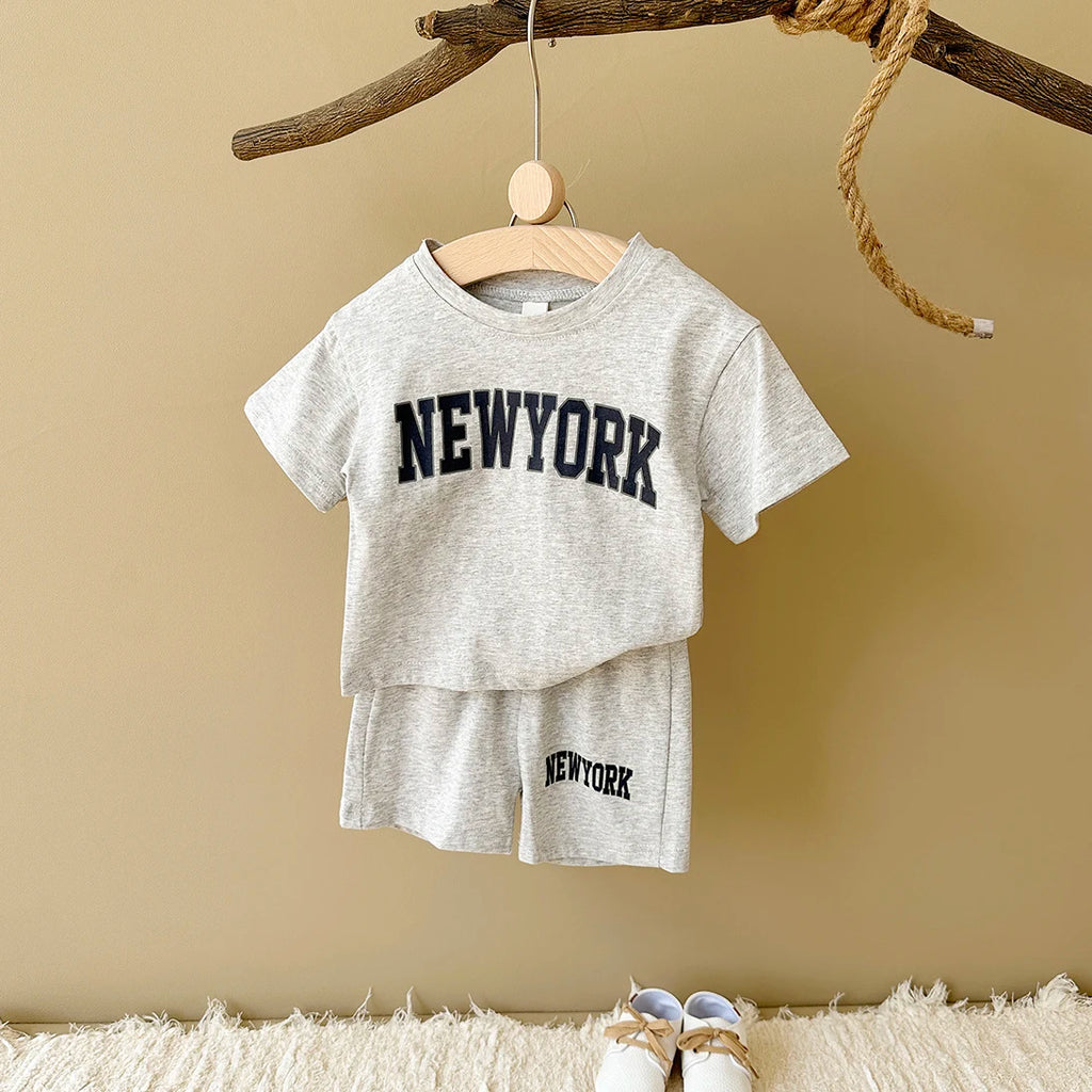 2PCS Newborn Baby Boys Clothes T-shirt+Shorts Set Letter Printed Sports Set Summer New Baby Girl Infant Outfit Set