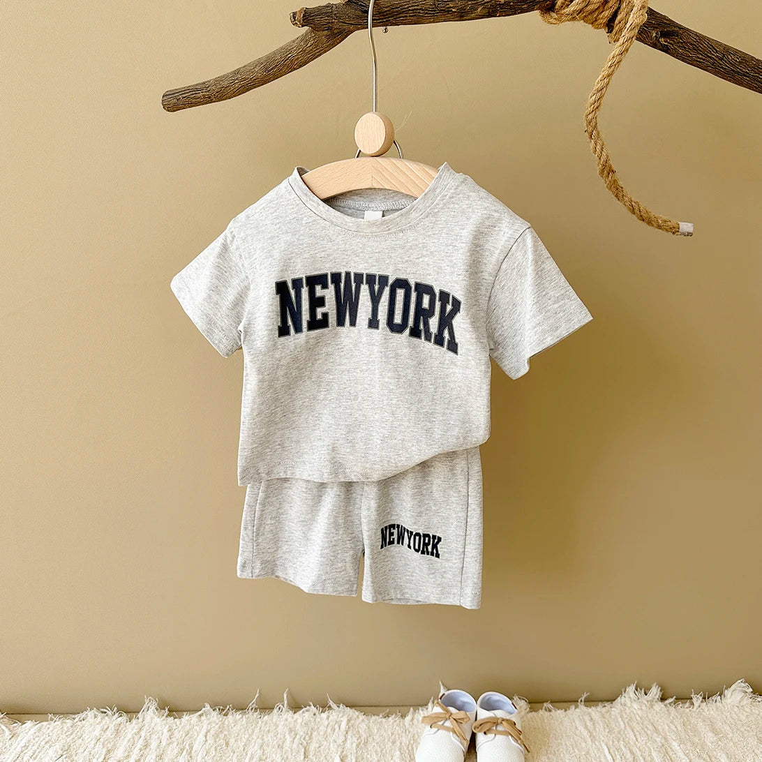2PCS Newborn Baby Boys Clothes T-shirt+Shorts Set Letter Printed Sports Set Summer New Baby Girl Infant Outfit Set
