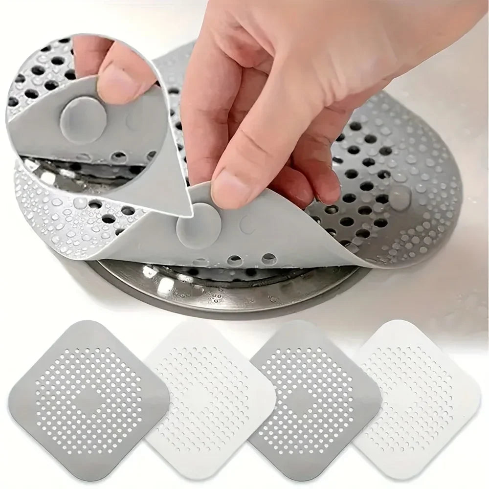 2 Pack Hair Catcher Brush+Strainer Anti-Clog Drain Stopper Shower Plug Anti-Odor Sink Parts Reusable Easy Install