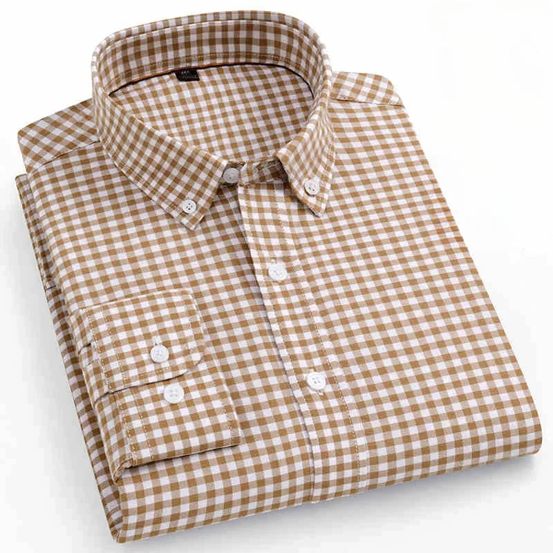 New In Shirt 100%Cotton Fashion Long Sleeve Shirts for Man Slim Fit Formal Plian Shirt Soft Casual Office Designer Plaid Clothes