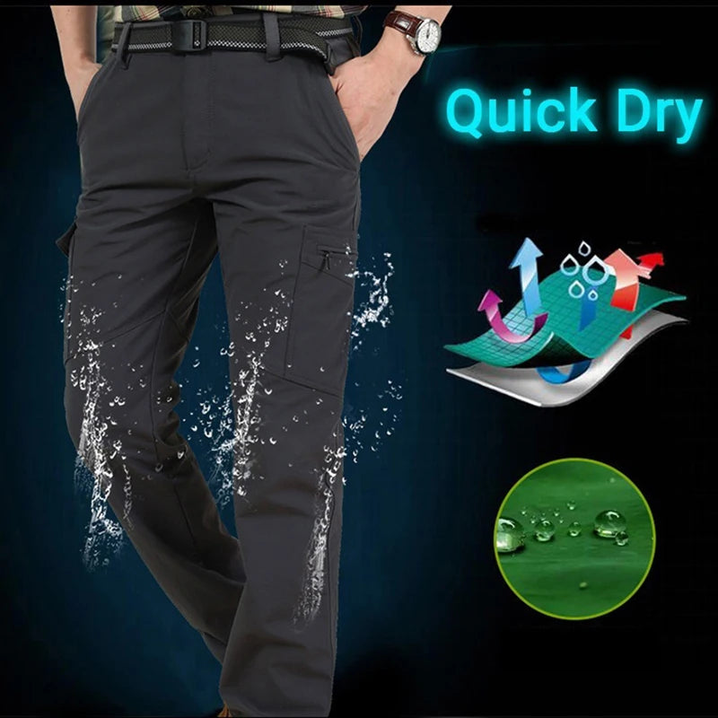 Summer Quick Dry Pants Men Tactical Cargo Trousers Outdoor Work Waterproof Cargo Trousers Multi-pocket Wear-Resistant Train Pant