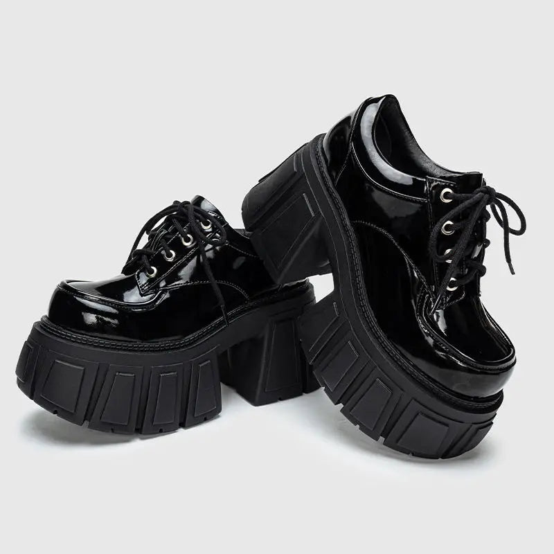 Platform Leather 2026 Spring 10cm New Muffin Fashion Heightening Women's Internet Celebrity Small Single High Heels Shoes