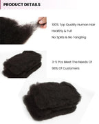 QVR Afro Kinky Bulk Hair No Attachment 50g Afro Curly Bulk 100% Human Hair Unprocessed Virgin Remy Braiding Hair for Dreadlocks