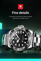 OLEVS 5885 Stainless Steel Calendar Luminous Mens Wristwatch Luxury Stainless Steel Waterproof Quartz Watch for Men Sport Reloj